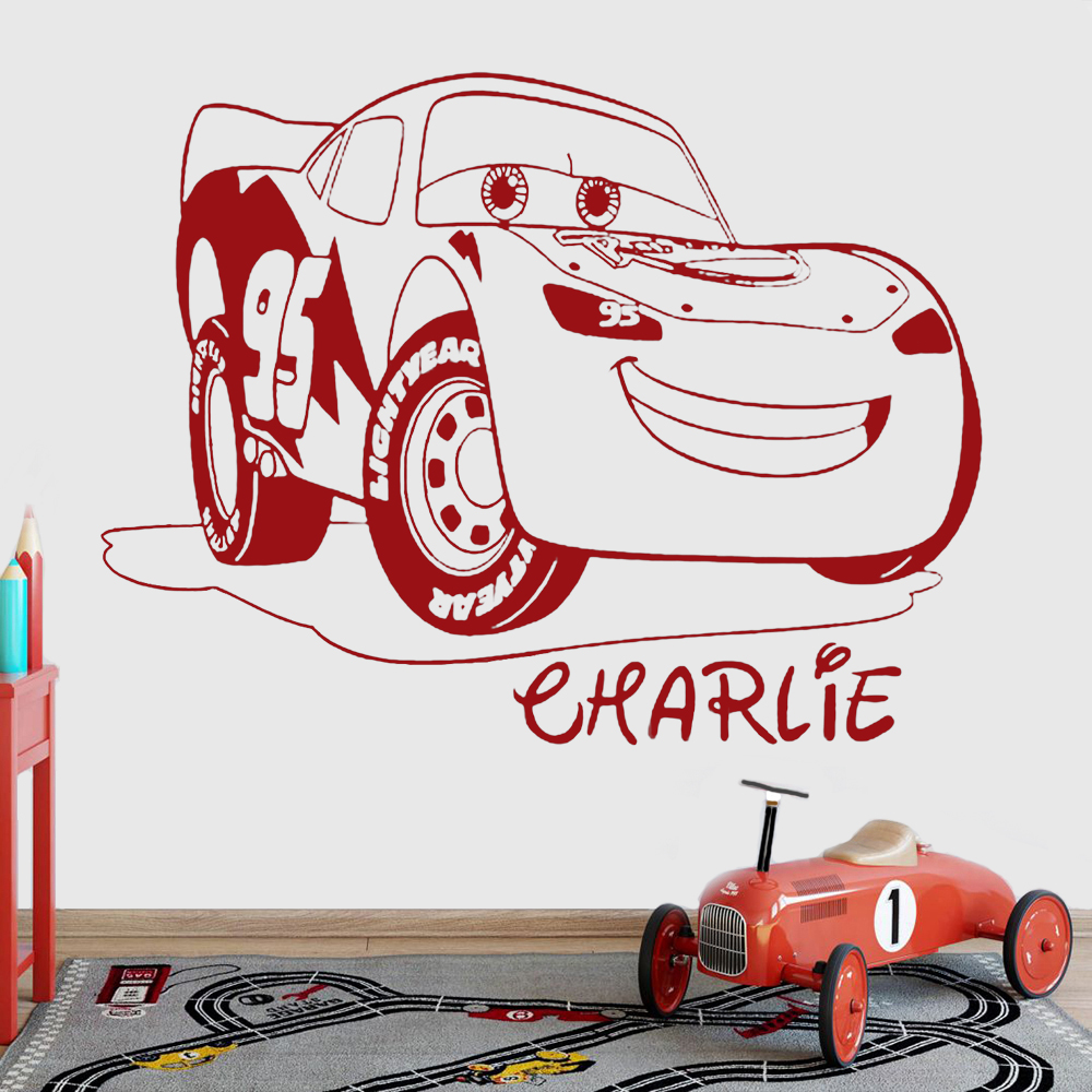 Lighting Mcqueen Decor - Autocollant Mural en vinyle personnalisé avec