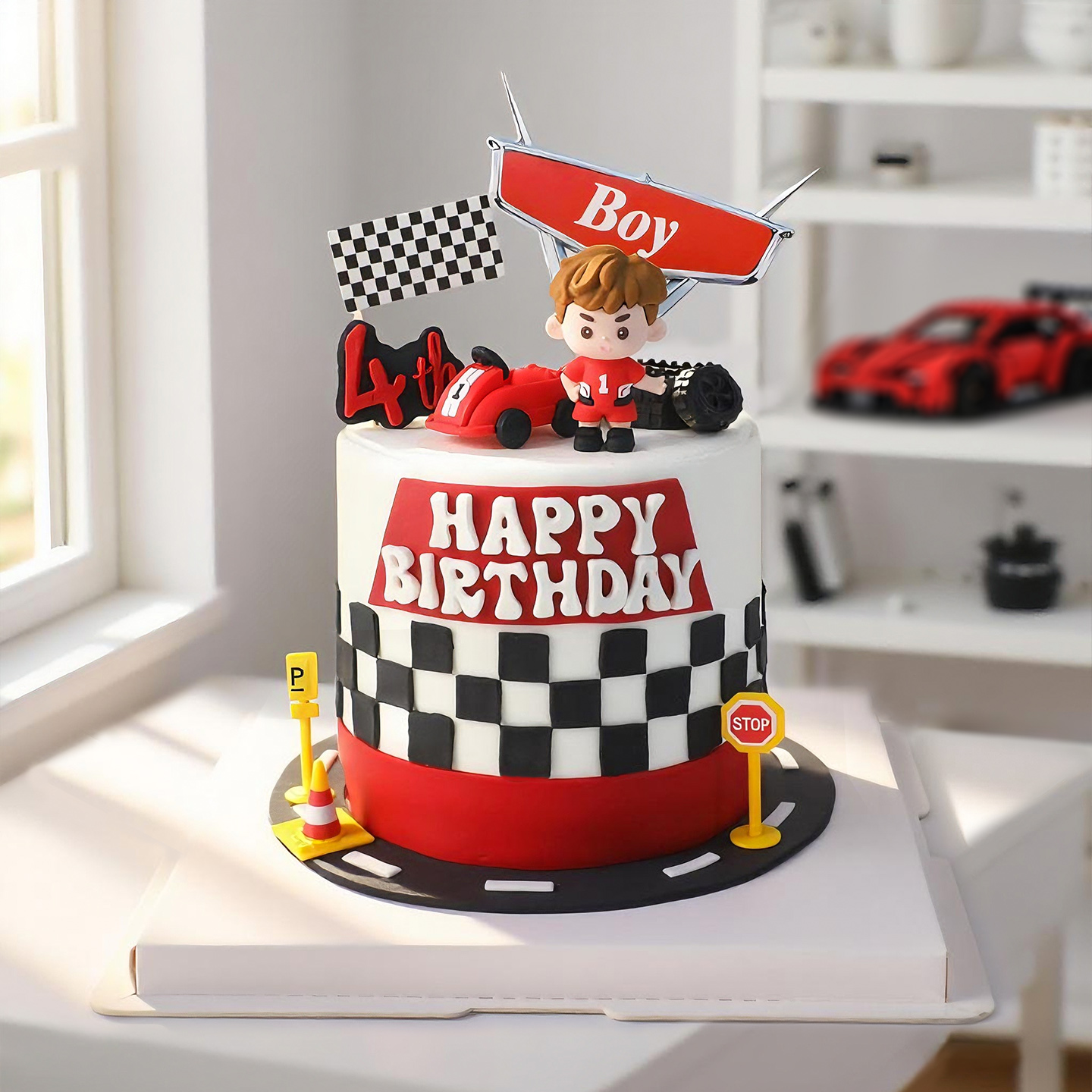Lighting Mcqueen Birthday Decor - Décoration de gâteau d'anniversaire pour garçon,