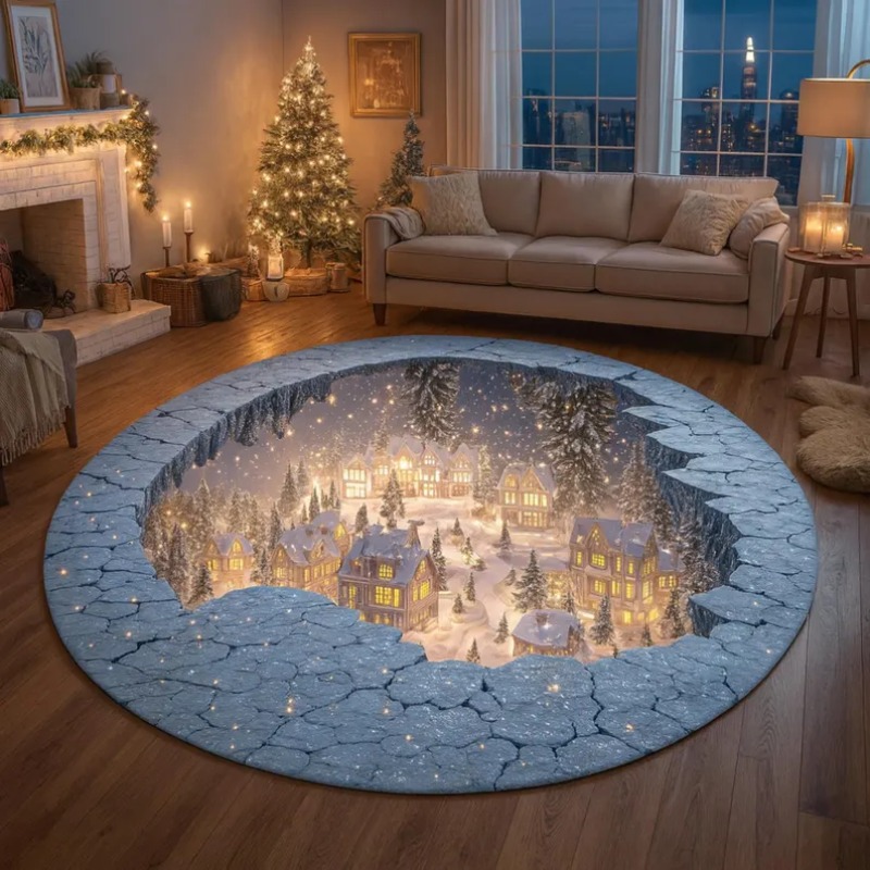 Outdoor Lighting Decor Ideas - Tapis de Village de noël 3D,