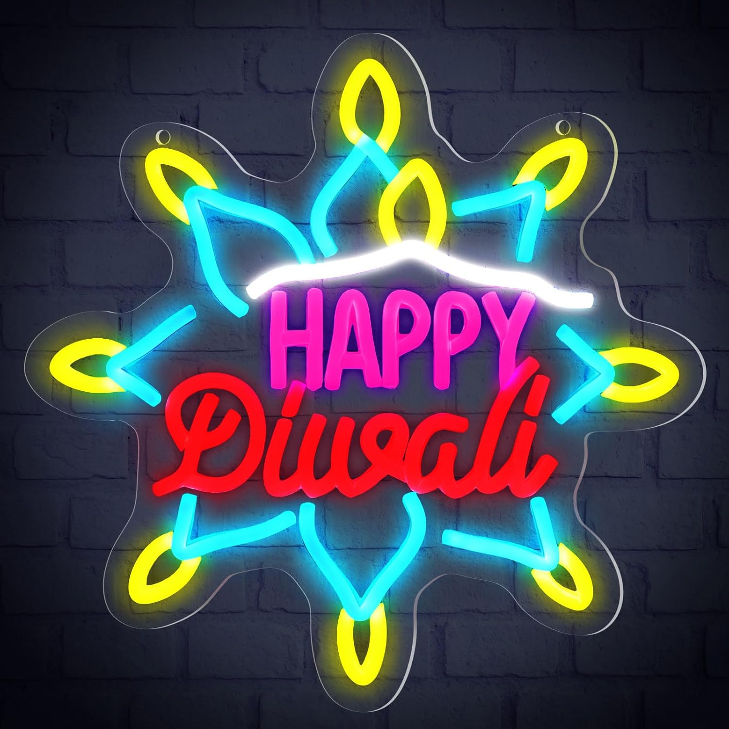 Decor Lighting India - Enseigne néon LED Joyeux Diwali, motif
