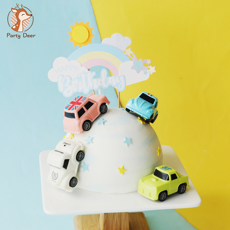 Lighting Mcqueen Birthday Decor - Mini voiture mobilisation générale gâteau décoration