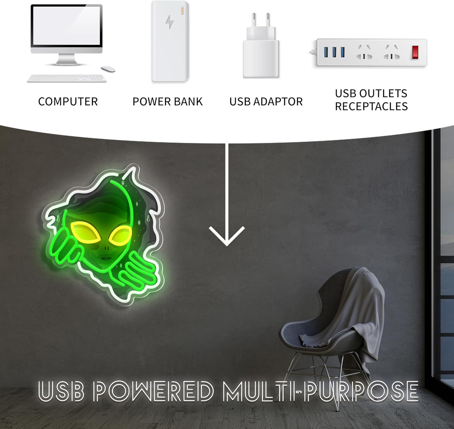 Enseigne au néon Alien Face, l - Outdoor Lighting Decor Ideas avis et prix